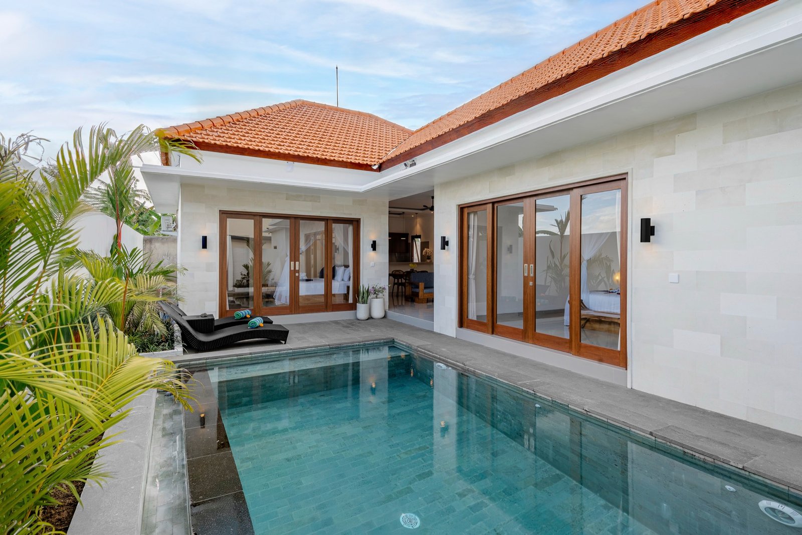 Cahyana Tibuah - the villa seen across the pool by day