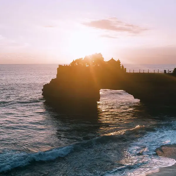 Sunset behind Tanah Lot temple, Bali
